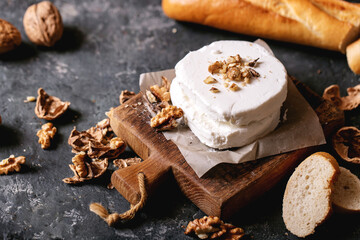 Goat cheese served with honey and walnuts