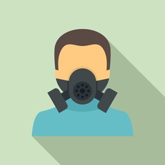 Man in gas mask icon. Flat illustration of man in gas mask vector icon for web design