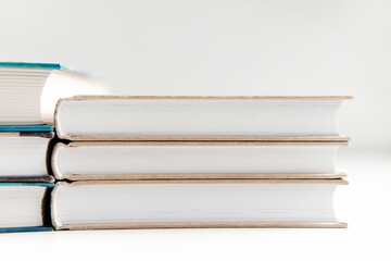 stack of books on white background