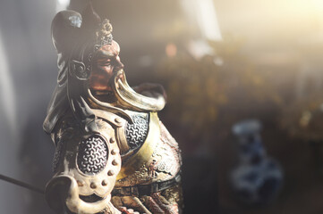 God statue of Guan Yu in the temple