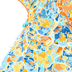 Art map of Salvador, Brazil in Blue Orange