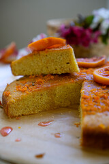 Warm pie with orange peel.