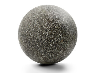 Fine-grainde gravel sphere on white background