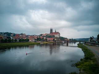 Panorama of the city of Meissen with the river Elbe, Germany, Europe