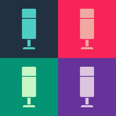 Pop art Punching bag icon isolated on color background. Vector.