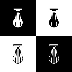 Set Punching bag icon isolated on black and white background. Vector.