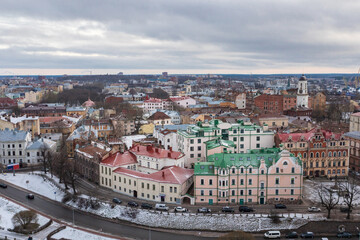 Naklejka na ściany i meble Vyborg, view of the historical city center in winter
