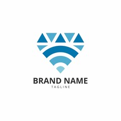 Modern Diamond Network Wifi Logo Vector Template