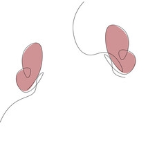 Butterfly fly line drawing vector illustration