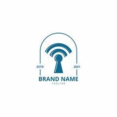 Key Hole Wifi Network Connection Logo Vector Template