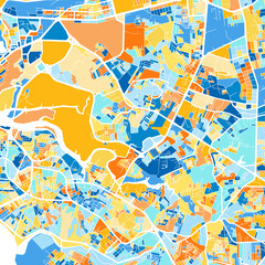 Art map of SaoLuis, Brazil in Blue Orange