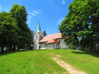 Church of St. Mohor and Fortunat at the top of Osolnik in Gorensjka, Slovenia