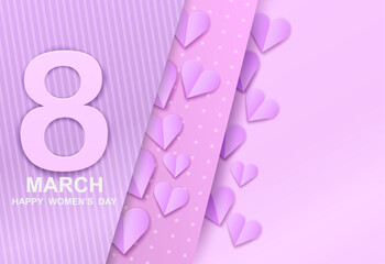 8 march. Happy Woman's Day background. paper art style. Vector.