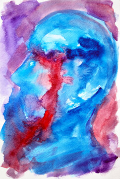 abstract art human crying mental health spiritual mind healing watercolor painting illustration design drawing