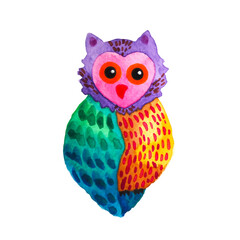 owl bird animal nature art watercolor painting color illustration design drawing cute wildlife pattern decoration white isolated background