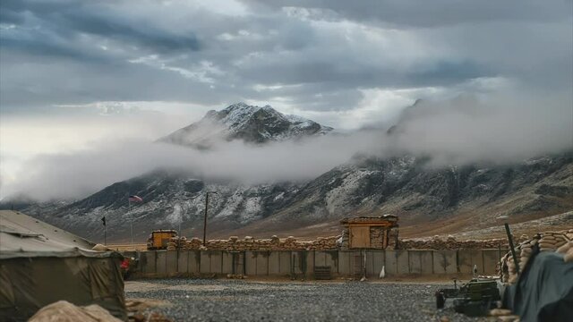Timelapse Clouds Over Mountain, View From US Military Air Base Near Kabul, Afghanistan