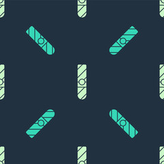 Green and beige Cigar icon isolated seamless pattern on blue background. Vector.