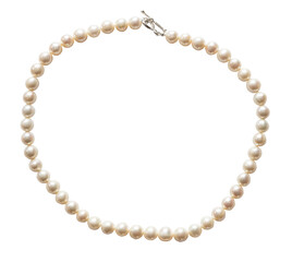natural white pearl necklace isolated on white background