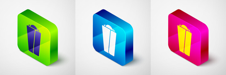 Isometric Burrito icon isolated on grey background. Traditional mexican fast food. Square button. Vector.