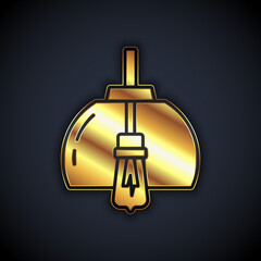 Gold Chandelier icon isolated on black background. Vector.