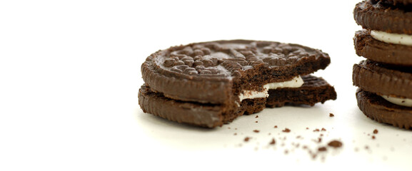 Choclolate Cookies and Crumbs Crumble on white