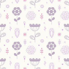 The tender floral seamless pattern with big flowers and small details. Suitable for wallpaper, paper, fabric, interior decor  and others