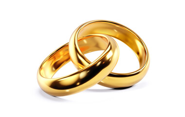 3D render of two golden wedding rings