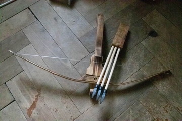 Vintage crossbow and arrows