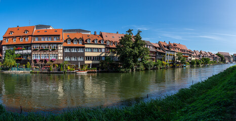 Excursion to the medieval city of Bamberg in Bavaria (Germany) on a sunny summer day