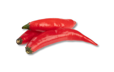 Group of red chili peppers isolated over white background