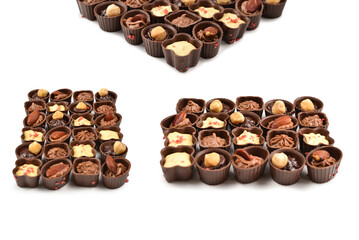 Mix of tasty chocolate candy collection.