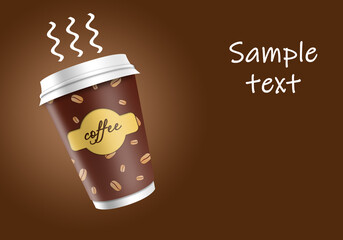 Illustration of a paper cup for coffee on a background