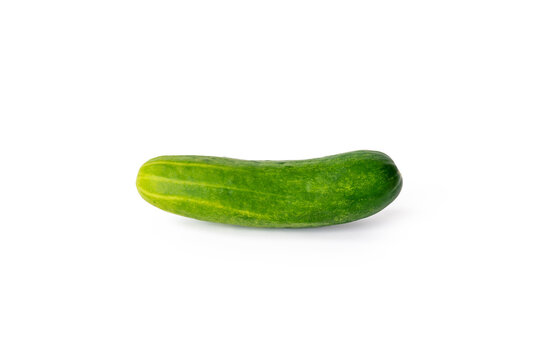 Single cucumber isolated over white background.