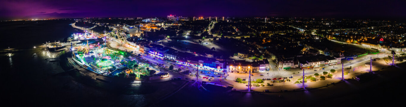 Night lights of Southend-on-Sea amusement park.