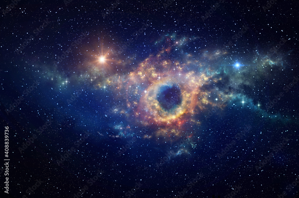 Canvas Prints black hole and cosmic waves into deep space. nebula at the center of a galaxy clusters in universe. 