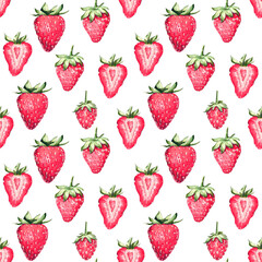 Ripe beautiful strawberries, seamless pattern, strawberries seamless pattern