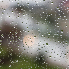 Rain drops on window glass. Abstract background texture. Weather forecast Antalya Turkey, Selective focus.