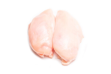 Raw chicken fillet isolated on white background.