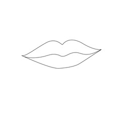 Female mouth with beautiful lips on a white background. Doodle. Vector illustration.