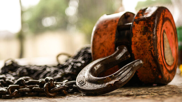 hook and chains lying on floor