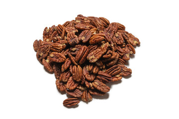 Pecan-nut isolated on white background. Top view.