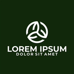 Initial letter triple E logo template with geometric triskele line art illustration in flat design monogram symbol