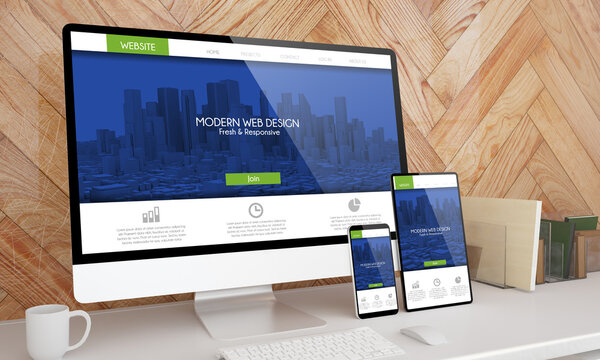Responsive devices on desktop mockup
