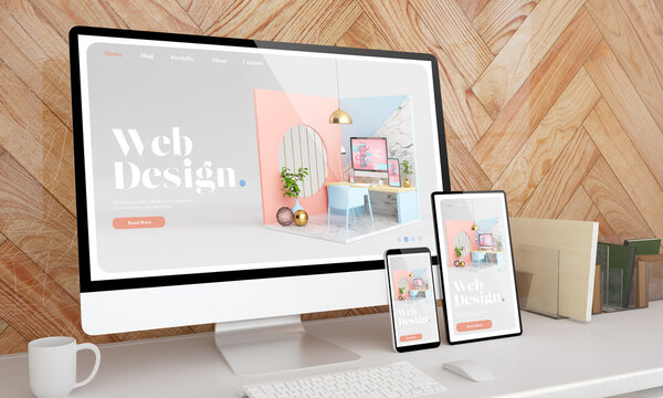 Responsive devices on desktop mockup