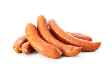 Raw meat sausages isolated on white background