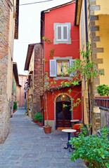 alley in the Tuscan village of Montecatini Alto in the province of Pistoia, Italy