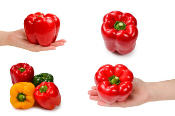 Group of bell peppers isolated on white background.