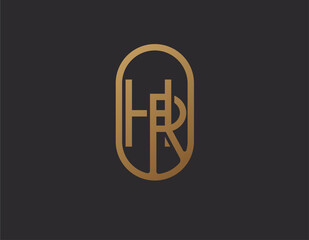 Abstract Initial H and R Logo,  Line Monogram oval style, usable for brand, card and company, logo design template element,vector illustration