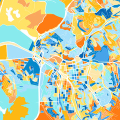 Art map of Maua, Brazil in Blue Orange