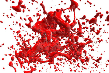 Red paint splashing 3d render